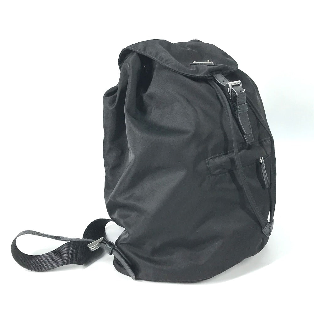 PRADA Backpack 1BZ032 Nylon / leather black With logo Triangle logo plate Women Secondhand Authentic