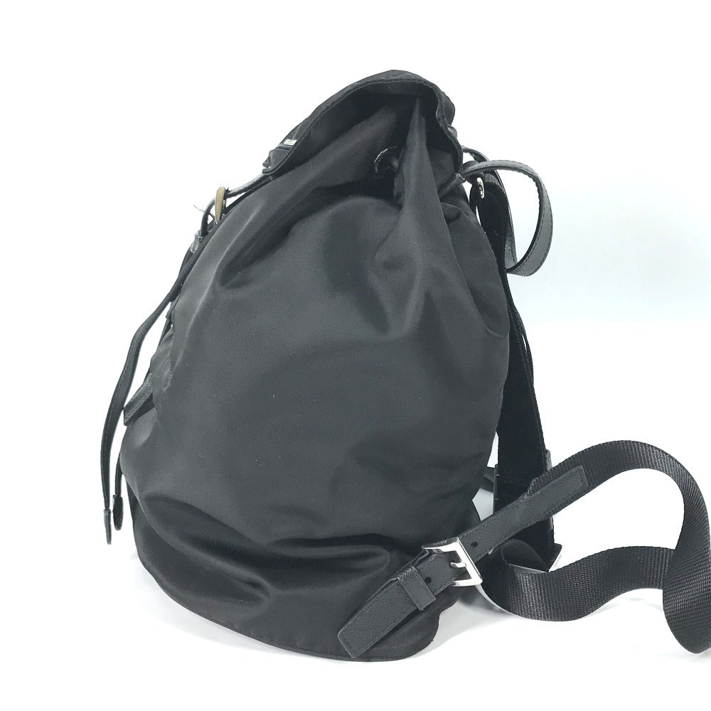 PRADA Backpack 1BZ032 Nylon / leather black With logo Triangle logo plate Women Secondhand Authentic