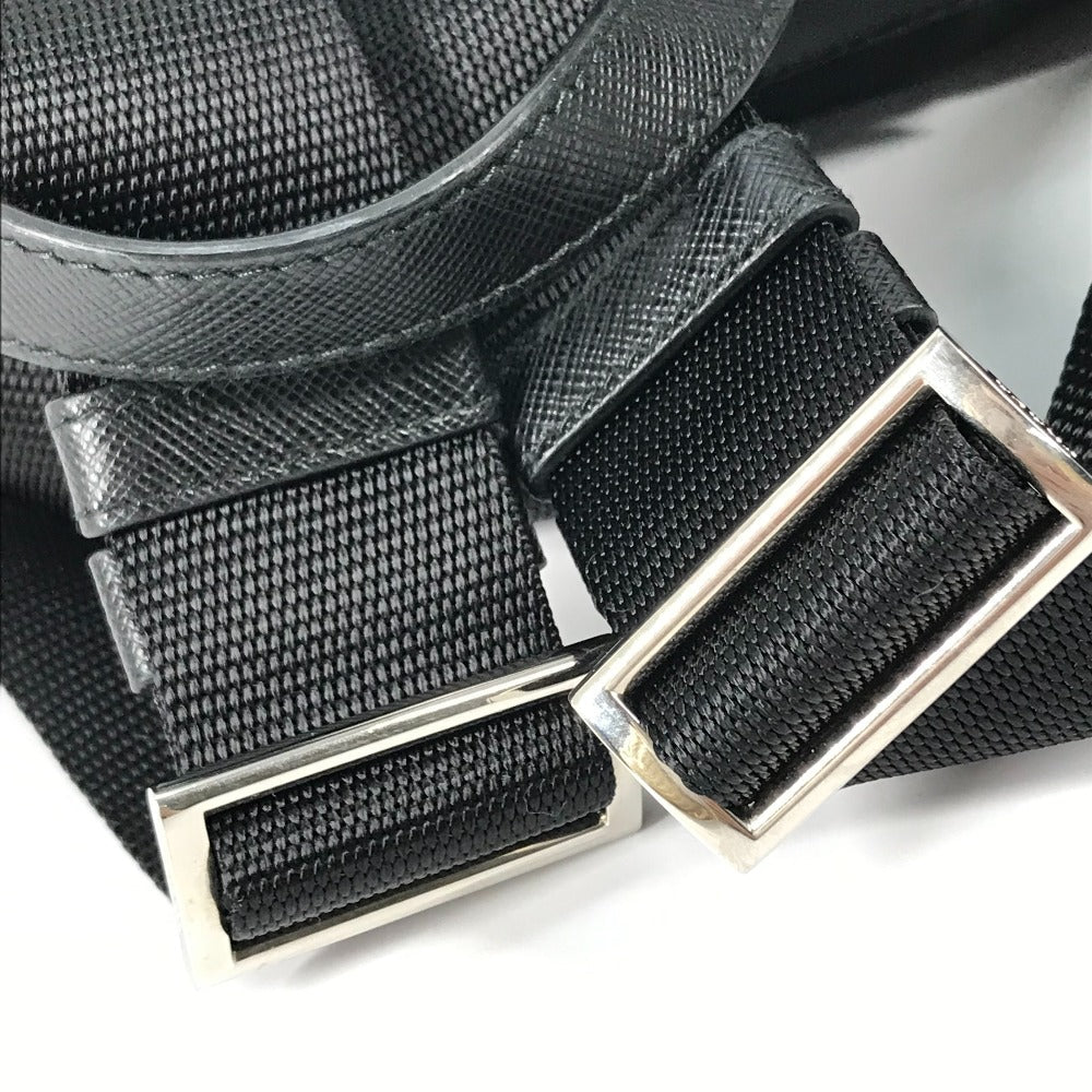 PRADA Backpack 1BZ032 Nylon / leather black With logo Triangle logo plate Women Secondhand Authentic