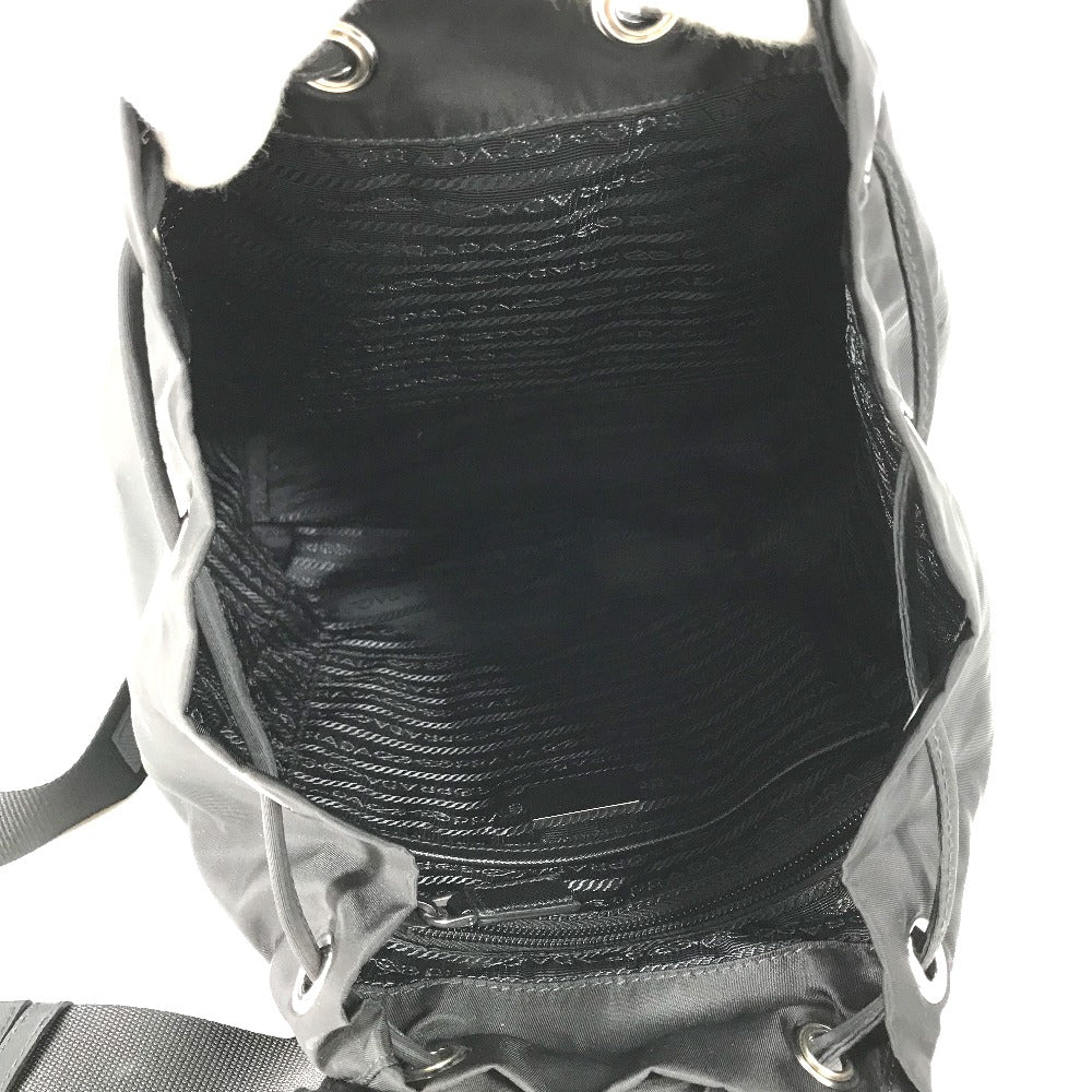 PRADA Backpack 1BZ032 Nylon / leather black With logo Triangle logo plate Women Secondhand Authentic