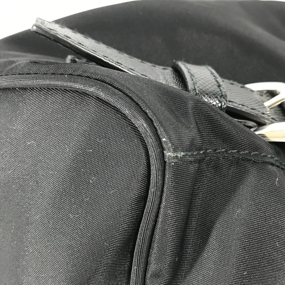 PRADA Backpack 1BZ032 Nylon / leather black With logo Triangle logo plate Women Secondhand Authentic