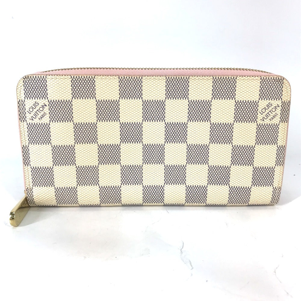 LOUIS VUITTON Long Wallet Purse N63503 Damier Azur Canvas white Damier Azur Zippy wallet Women Used Authentic