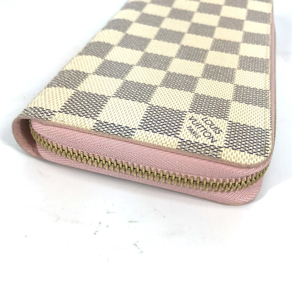 LOUIS VUITTON Long Wallet Purse N63503 Damier Azur Canvas white Damier Azur Zippy wallet Women Used Authentic