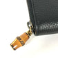 GUCCI Long Wallet Purse 739499 leather Navy GG Marmont Bamboo Zip Around Women Used Authentic