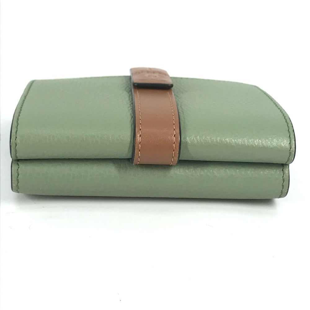 LOEWE Trifold wallet leather green anagram Small bar Tikal wallet Women Used Authentic