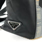 PRADA Backpack 1BZ038 Nylon / leather black Triangle logo plate check mens Used Authentic