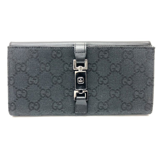 GUCCI Folded wallet 035.2184 GG canvas black GG Jackie Women Used Authentic