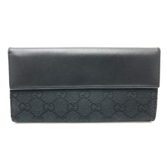 GUCCI Folded wallet 035.2184 GG canvas black GG Jackie Women Used Authentic