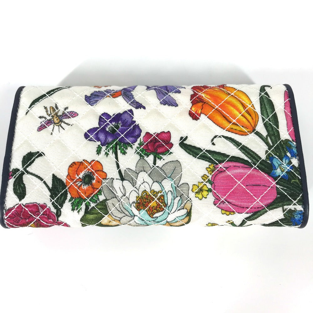 GUCCI Long Wallet Purse 536352 canvas multicolor Flora Floral Flower GG Continental wallet Women Used Authentic