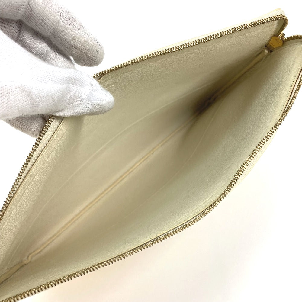 CELINE Clutch bag leather White x yellow By color Women Used Authentic