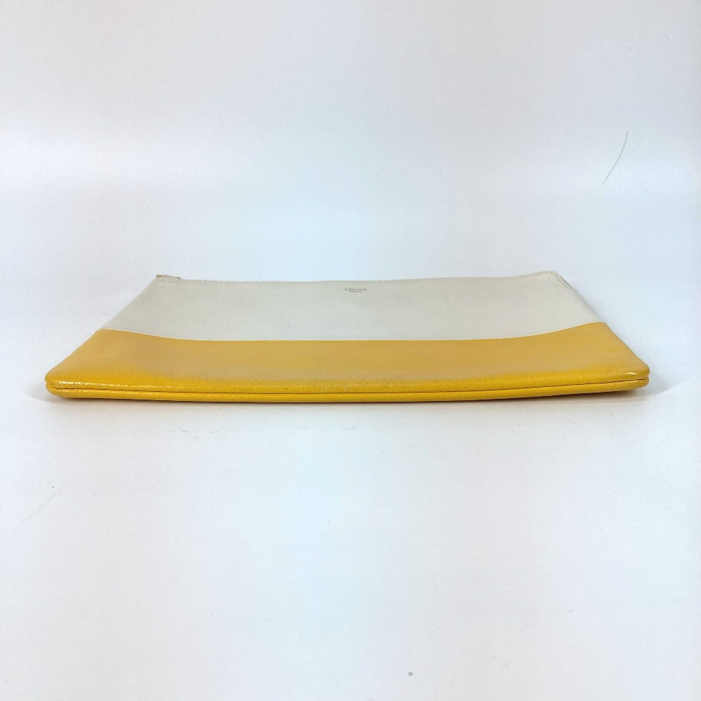 CELINE Clutch bag leather White x yellow By color Women Used Authentic
