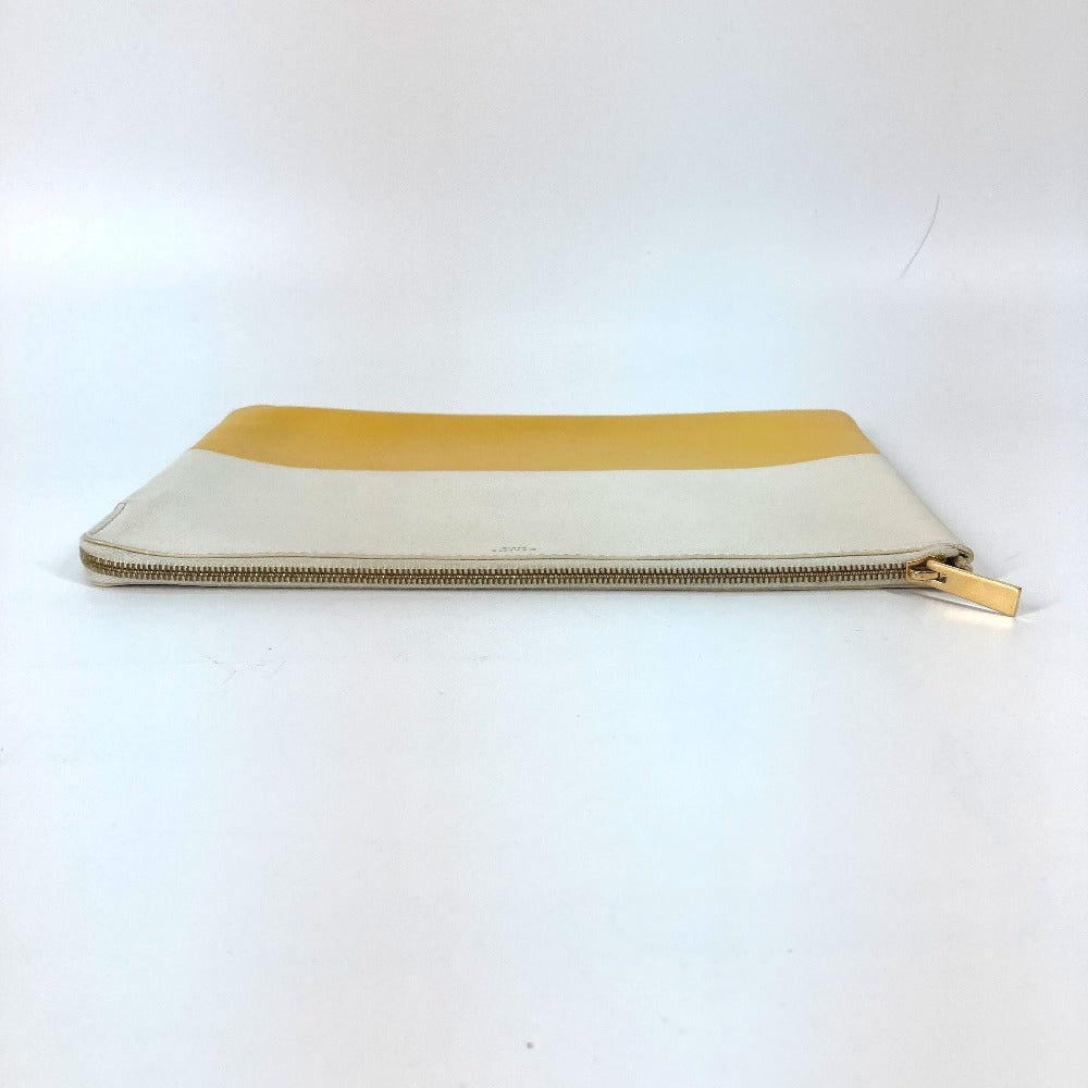 CELINE Clutch bag leather White x yellow By color Women Used Authentic