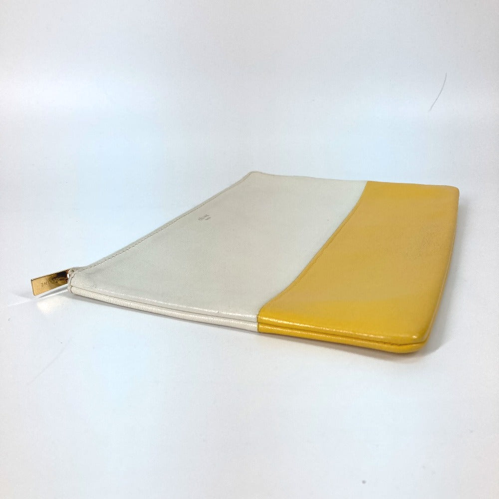 CELINE Clutch bag leather White x yellow By color Women Used Authentic