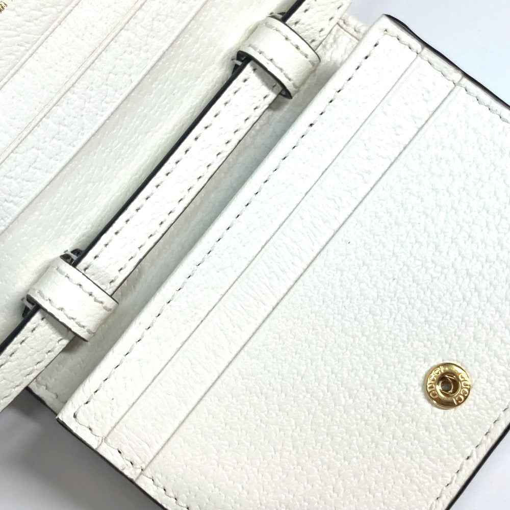 GUCCI Folded wallet 702248 leather white adidas adidas collaboration Horsebit mens Used Authentic