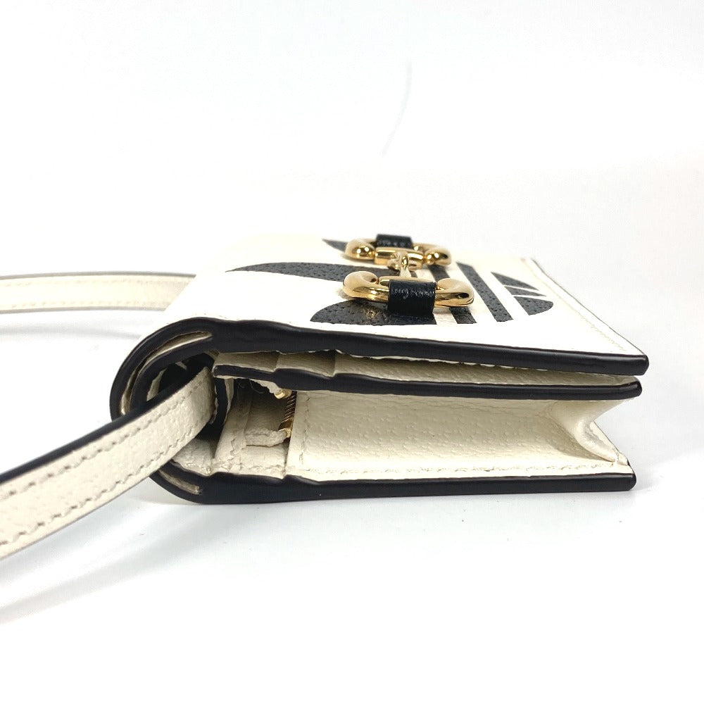 GUCCI Folded wallet 702248 leather white adidas adidas collaboration Horsebit mens Used Authentic