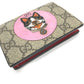 GUCCI Folded wallet 506277 GG Supreme Canvas Beige x pink GG Supreme BOSCO BOSCO applique dog Women Used Authentic