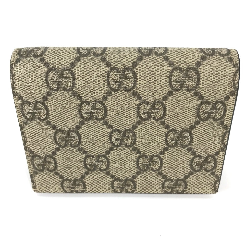 GUCCI Folded wallet 506277 GG Supreme Canvas Beige x pink GG Supreme BOSCO BOSCO applique dog Women Used Authentic