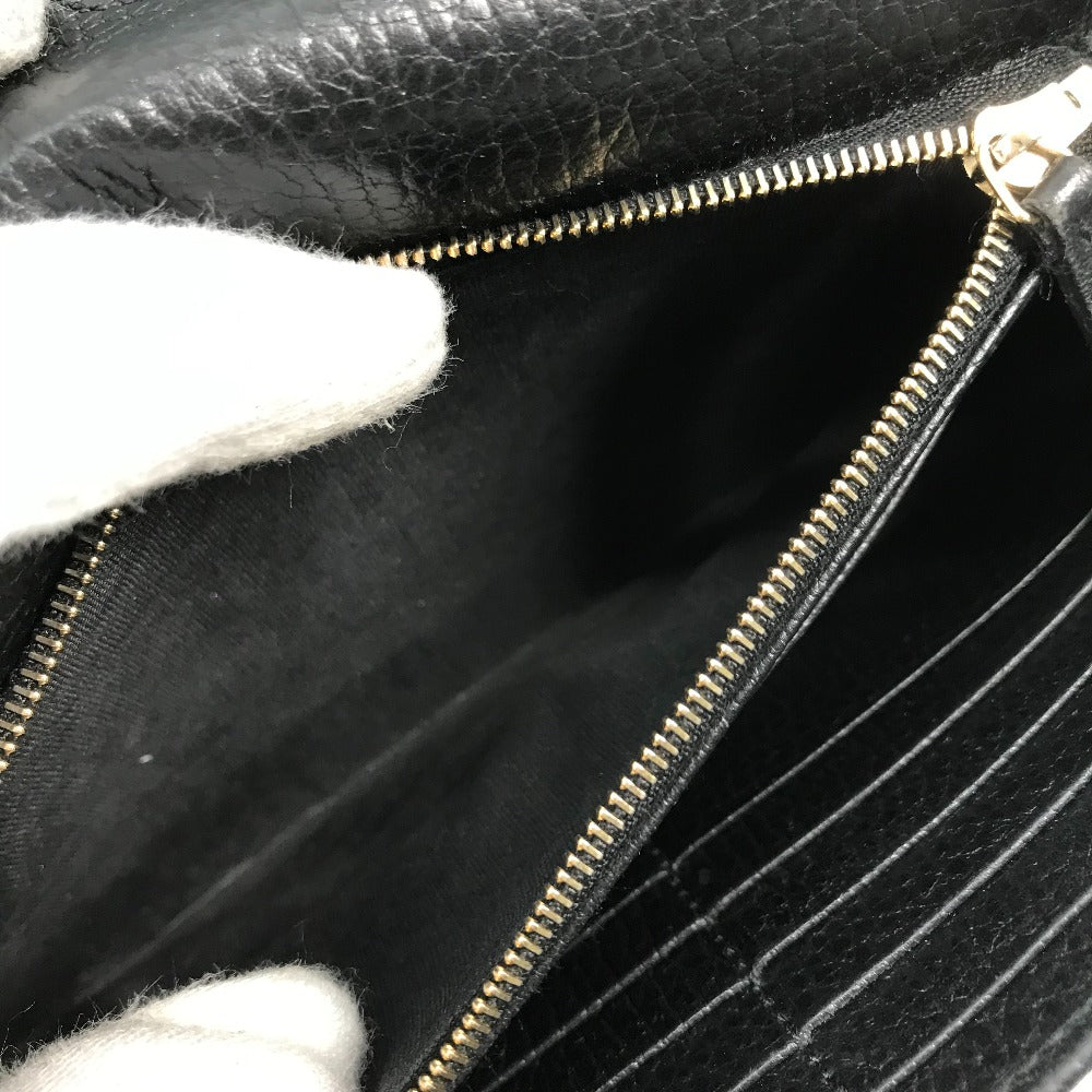 GUCCI Shoulder Bag 510314 leather black Interlocking G Chain wallet Women Used Authentic