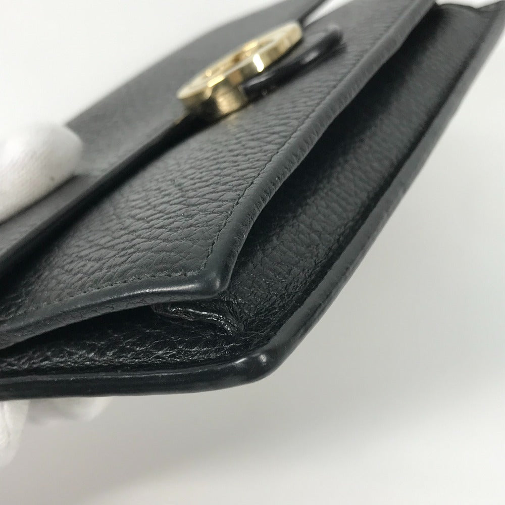 GUCCI Shoulder Bag 510314 leather black Interlocking G Chain wallet Women Used Authentic