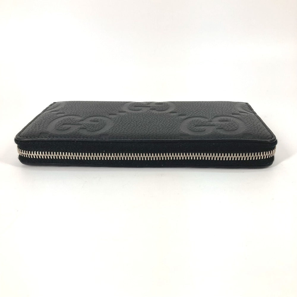 GUCCI Long Wallet Purse 739482 leather black Jumbo GG Zip wallet mens Used Authentic