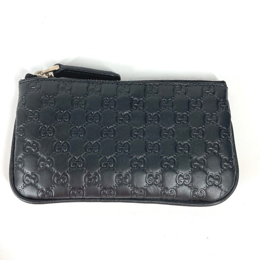 GUCCI Coin case 544476 leather black With key ring Micro Gucci Shima GG mens Used Authentic