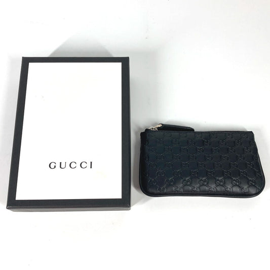 GUCCI Coin case 544476 leather black With key ring Micro Gucci Shima GG mens Used Authentic