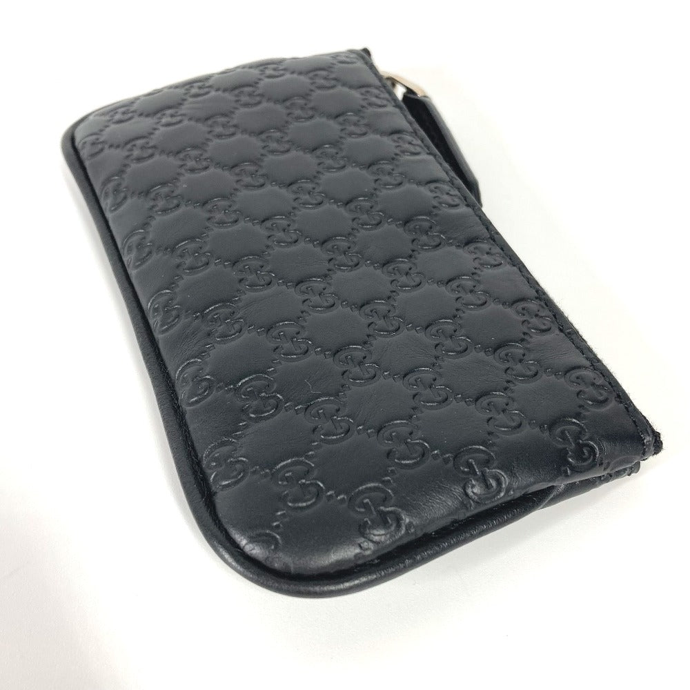 GUCCI Coin case 544476 leather black With key ring Micro Gucci Shima GG mens Used Authentic