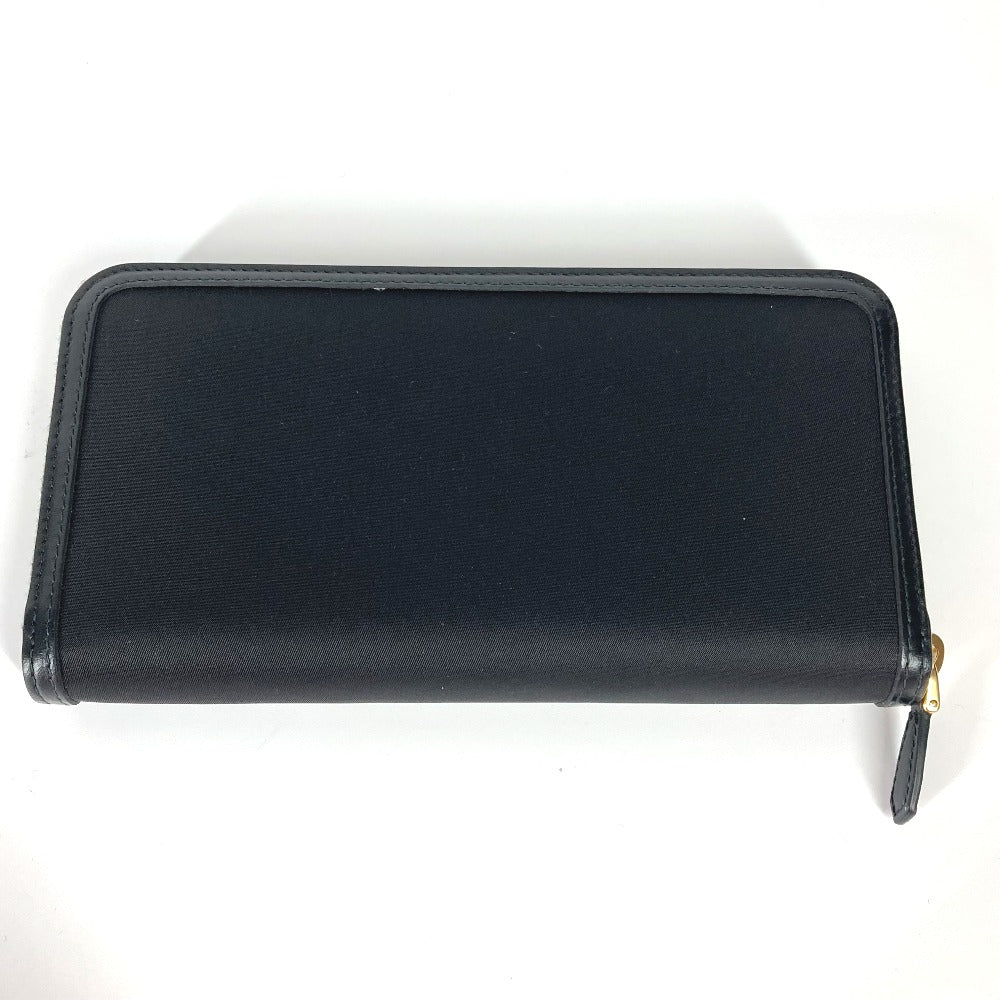 PRADA Long Wallet Purse 1ML506 Leather / nylon black Long wallet Triangle logo plate Women Used Authentic