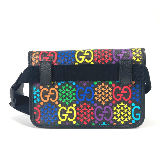 GUCCI Sling bag 598113 Leather / PVC multicolor GG Supreme psychedelic belt bag mens Used Authentic