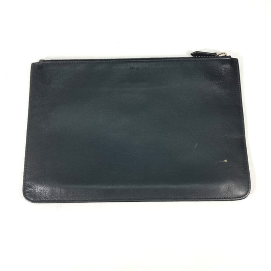 FENDI Clutch bag 7N0078 leather black monster Women Used Authentic