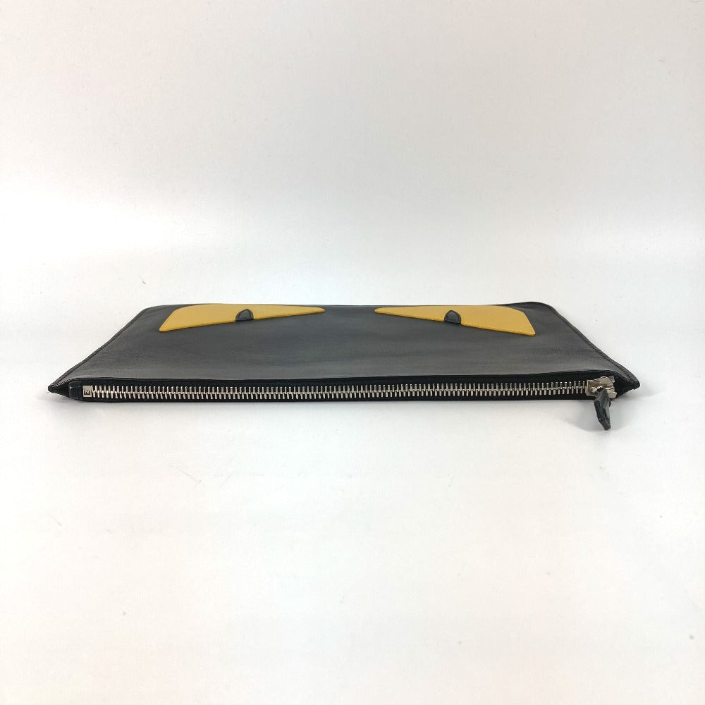 FENDI Clutch bag 7N0078 leather black monster Women Used Authentic
