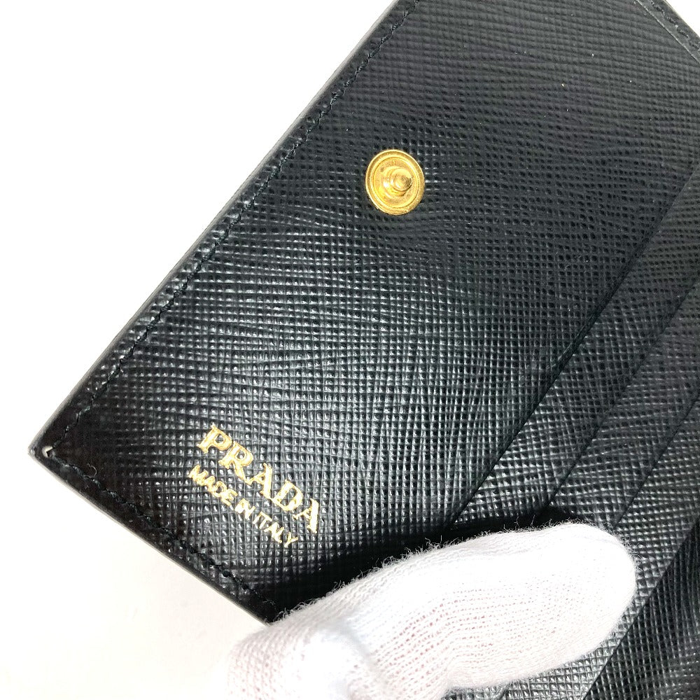 PRADA Folded wallet 1MV204 leather black All-over logo Women Used Authentic