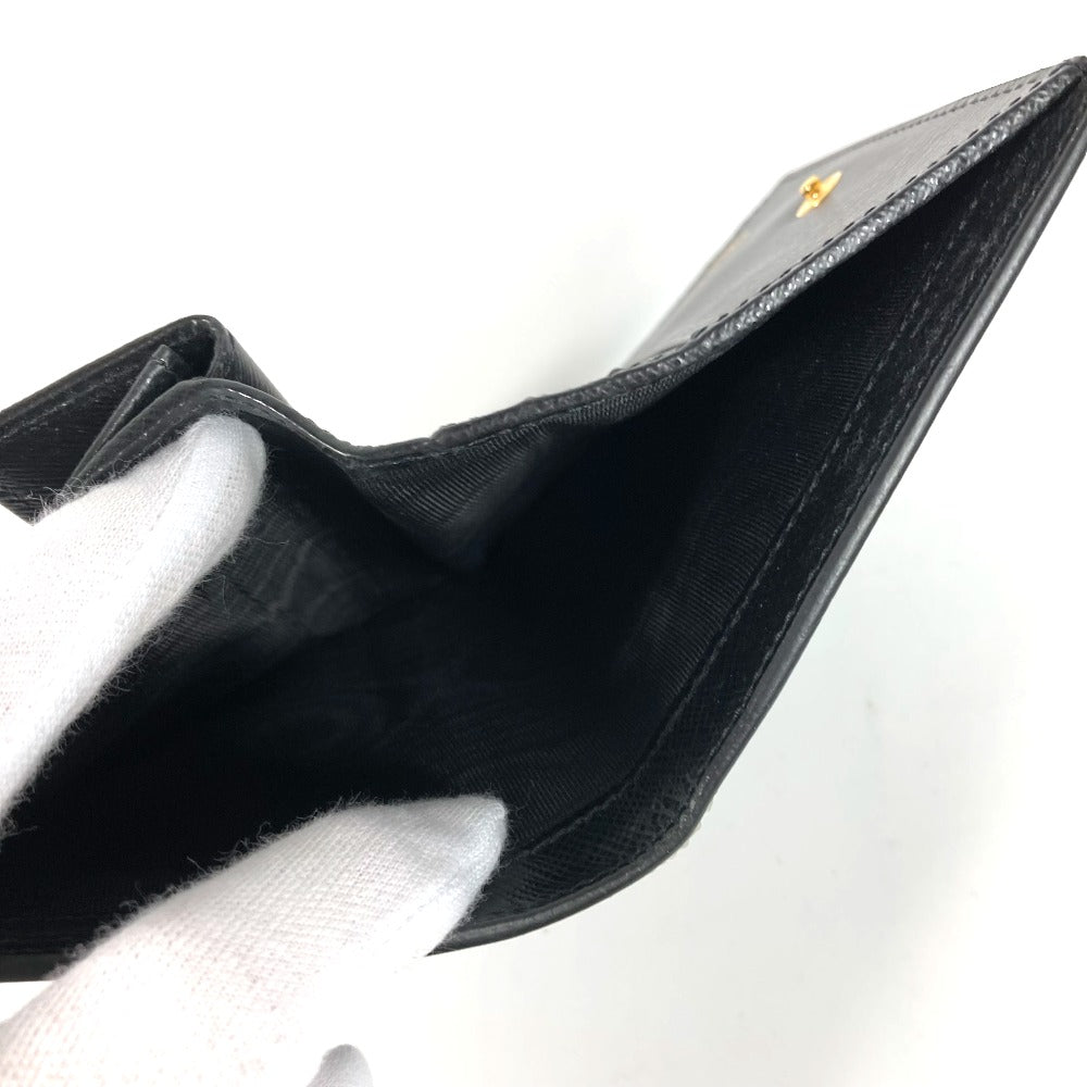 PRADA Folded wallet 1MV204 leather black All-over logo Women Used Authentic