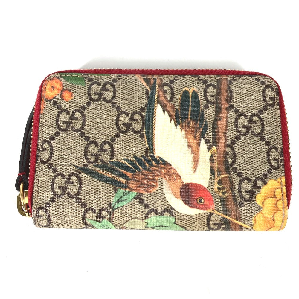 GUCCI Coin case 424897 GG Supreme Canvas Red GG Supreme Coin Pocket Wallet bird motif bird Women Used Authentic