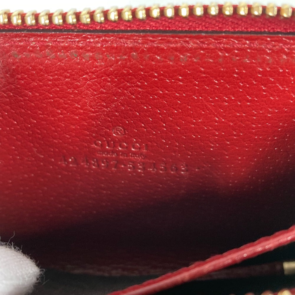 GUCCI Coin case 424897 GG Supreme Canvas Red GG Supreme Coin Pocket Wallet bird motif bird Women Used Authentic