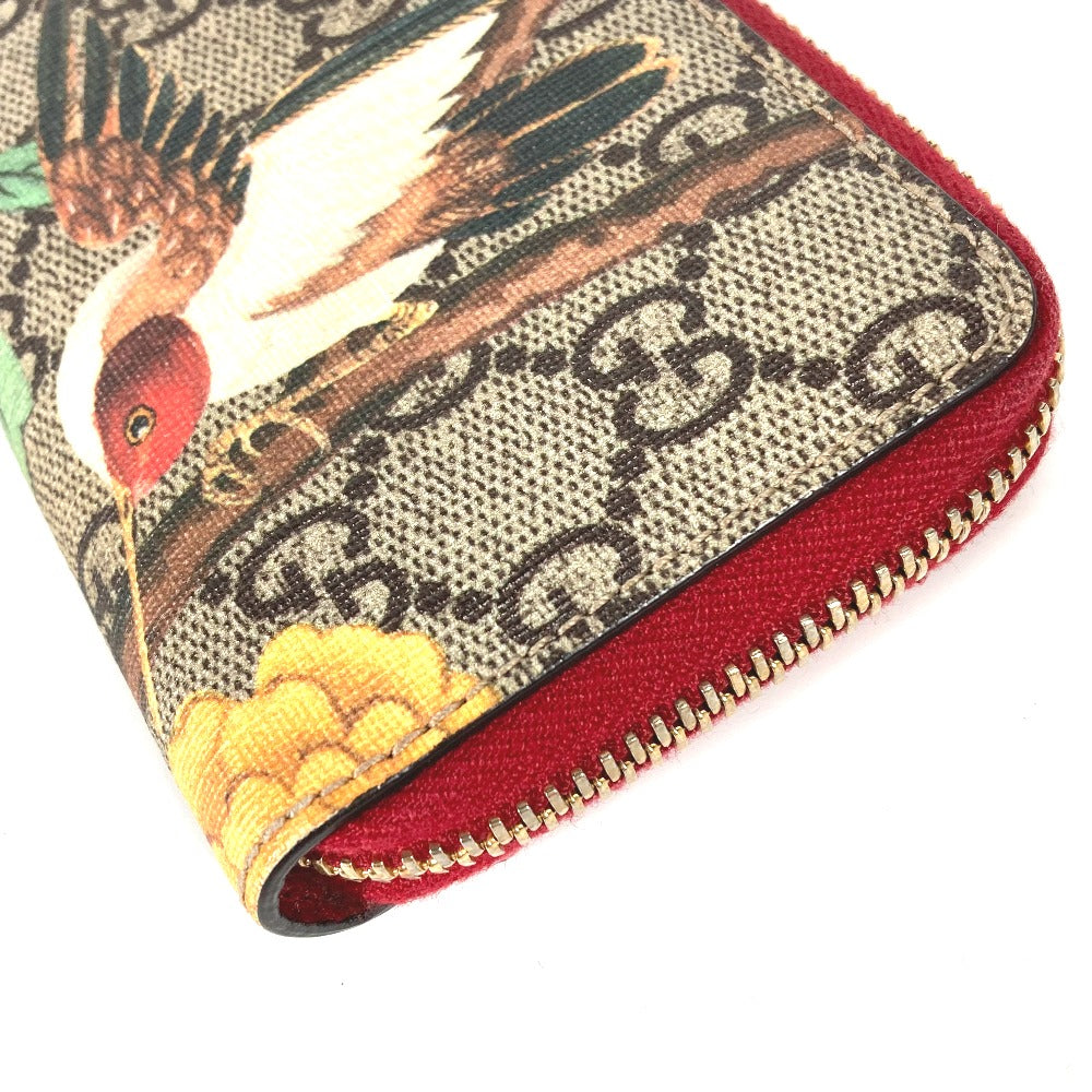 GUCCI Coin case 424897 GG Supreme Canvas Red GG Supreme Coin Pocket Wallet bird motif bird Women Used Authentic