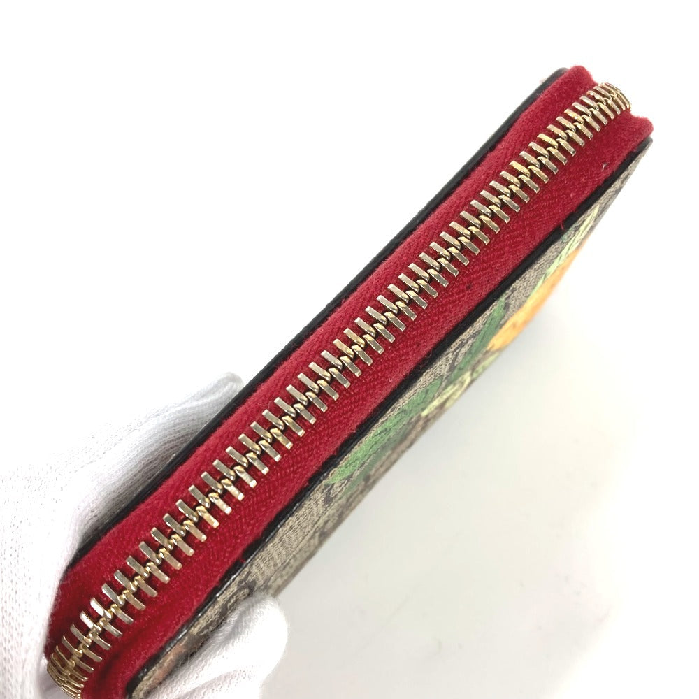 GUCCI Coin case 424897 GG Supreme Canvas Red GG Supreme Coin Pocket Wallet bird motif bird Women Used Authentic