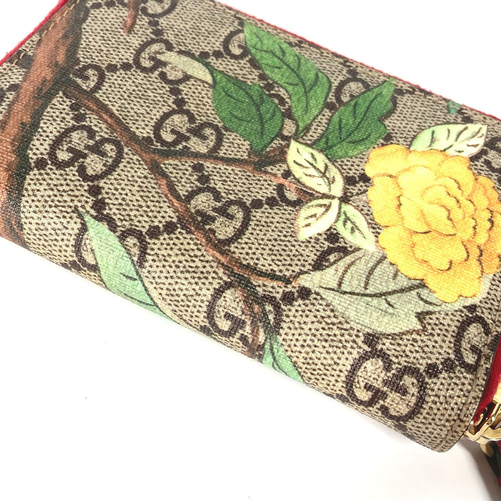 GUCCI Coin case 424897 GG Supreme Canvas Red GG Supreme Coin Pocket Wallet bird motif bird Women Used Authentic