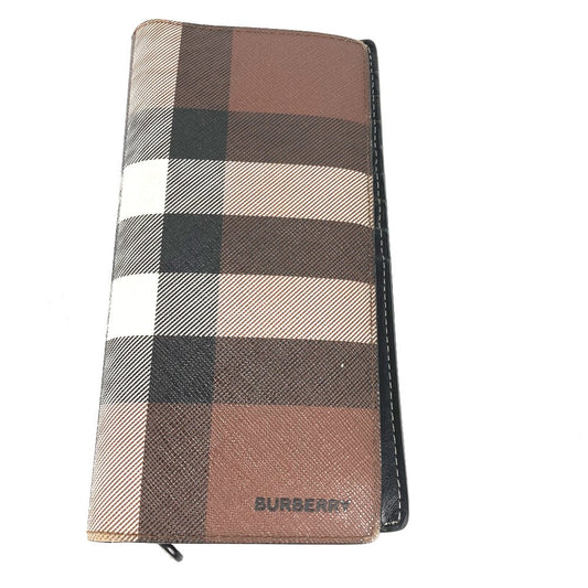 BURBERRY Long Wallet Purse 8052803 PVC Brown Long wallet giant check mens Used Authentic
