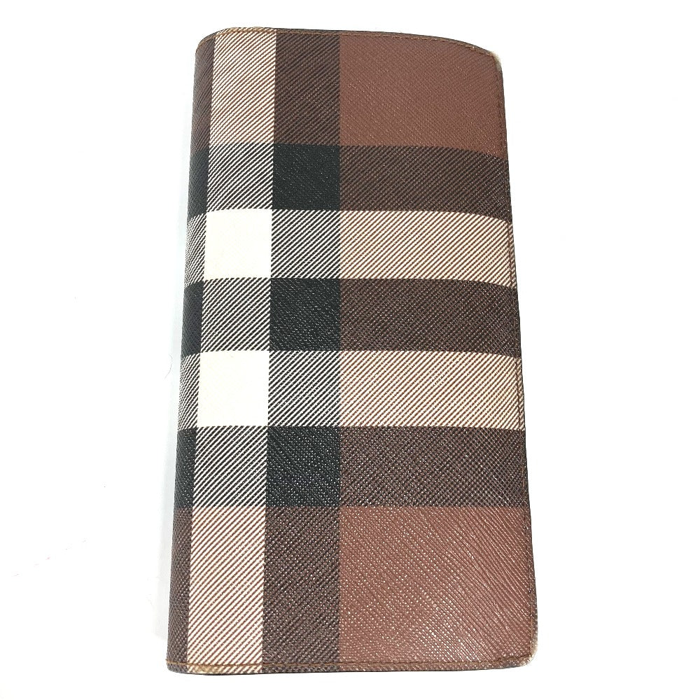 BURBERRY Long Wallet Purse 8052803 PVC Brown Long wallet giant check mens Used Authentic