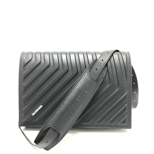 BALENCIAGA Shoulder Bag 679465 leather black Car Flap Women Used Authentic
