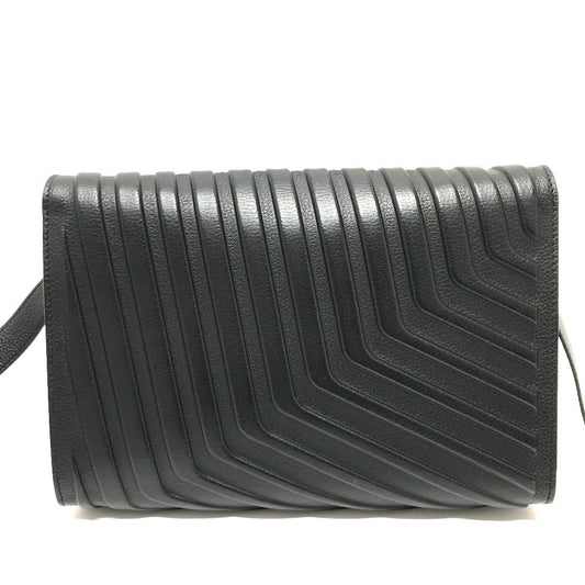 BALENCIAGA Shoulder Bag 679465 leather black Car Flap Women Used Authentic