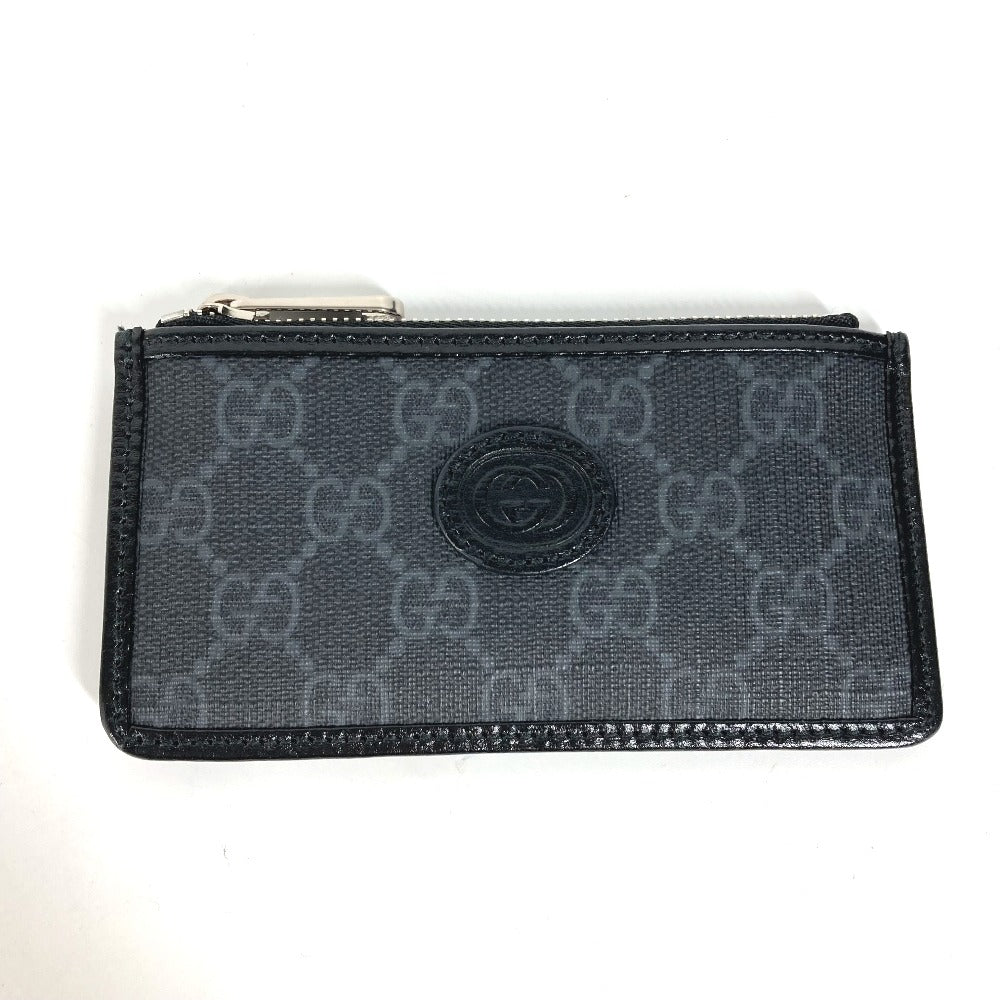 GUCCI Coin case 697717 PVC / Leather black GG Supreme Interlocking G Card Case mens Used Authentic