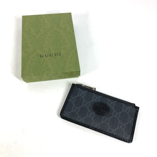 GUCCI Coin case 697717 PVC / Leather black GG Supreme Interlocking G Card Case mens Used Authentic
