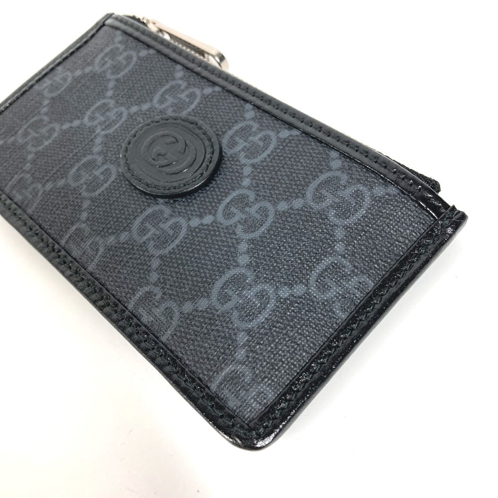 GUCCI Coin case 697717 PVC / Leather black GG Supreme Interlocking G Card Case mens Used Authentic