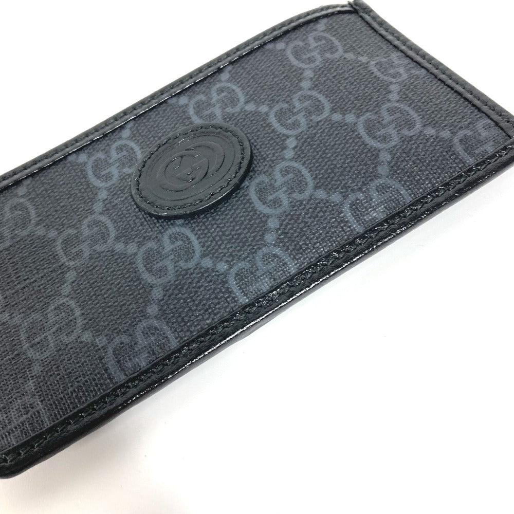 GUCCI Coin case 697717 PVC / Leather black GG Supreme Interlocking G Card Case mens Used Authentic