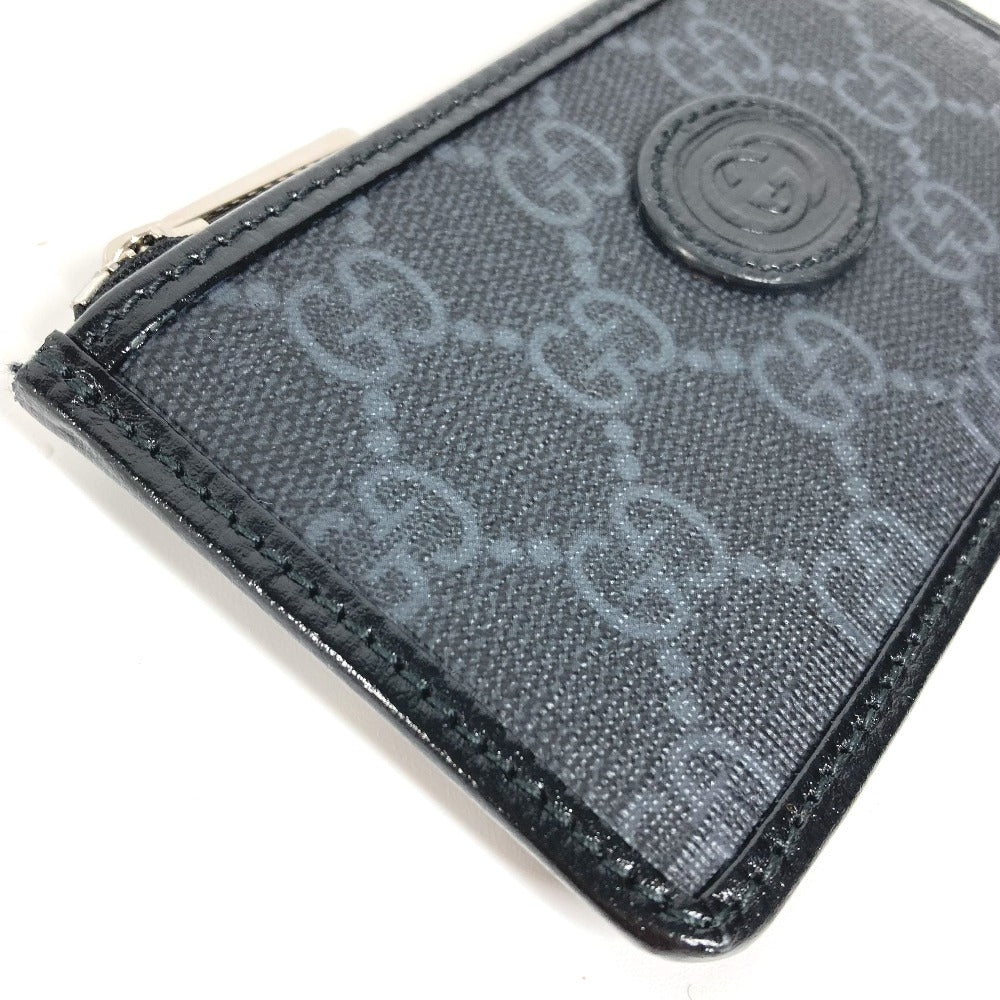 GUCCI Coin case 697717 PVC / Leather black GG Supreme Interlocking G Card Case mens Used Authentic