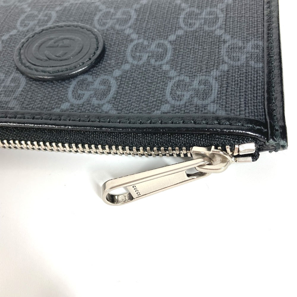 GUCCI Coin case 697717 PVC / Leather black GG Supreme Interlocking G Card Case mens Used Authentic