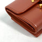 CELINE Trifold wallet leather Brown Triomphe Compact wallet with coin pocket Women Used Authentic