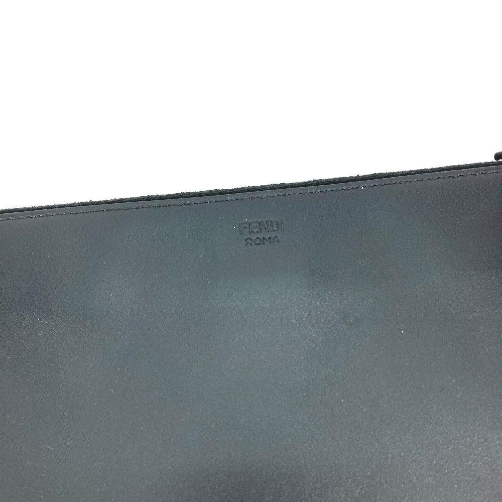 FENDI Clutch bag 7N0078 leather black Monster Bugs mens Used Authentic